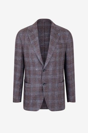 Giampaolo Karierter Blazer aus Seide Mohair und Kaschmir Leuca
