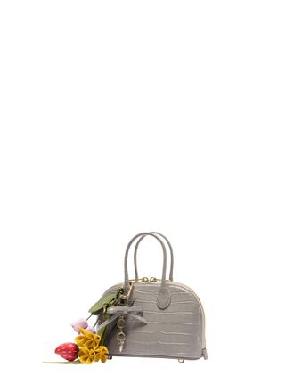 Self Portrait Crocodile-Embossed Calf Leather Mini Bag - Gray