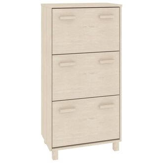 Berkfield Home Shoe Cabinet HAMAR Honey Brown 59.5x35x117 cm Solid Wood Pine in Light Tan