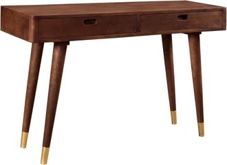 Rendez-Vous Déco Consola de madera maciza con 2 cajones y detalles dorados