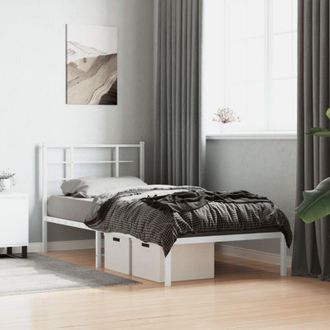 vidaXL Giroletto con Testiera Metallo Bianco 90x190 cm vidaXL