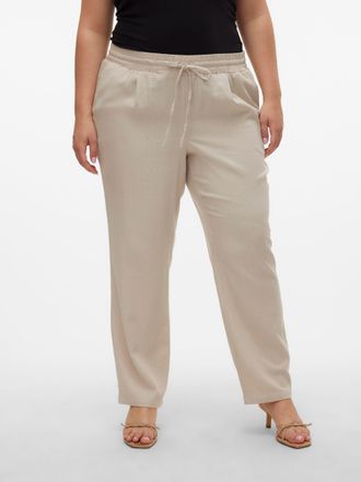 Vero Moda Curve Schlupfhose VERO MODA CURVE VMJESMILO ANKLE PANTS WVN GA NOOS CUR, Damen, Gr. 44, N-Gr, beige (silber lining), Web, Obermaterial: 55% Viskose, 45% Lei
