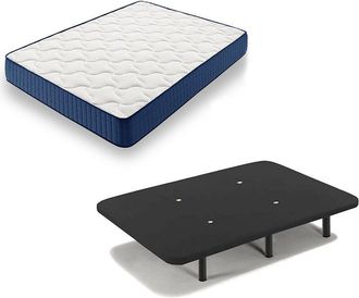 HOGAR 24 Cama Completa - Colch&oacute;n Viscoel&aacute;stico Viscorelax + Base Tapizada 3d Color Negro + 6 Patas De 32cm, 150x190 Cm