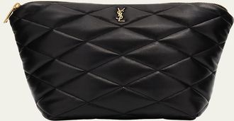 Saint Laurent Sade Large YSL Cosmetic Pouch Bag in Quilted Leather