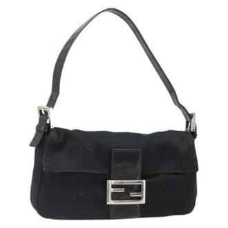 Fendi Pre-owned Cotton Jersey Shoulder Bag - Dames - Pre-owned - Zwart - Maat: ONE Size Jersey