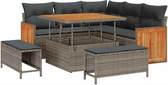 vidaXL Vidaxl - Conjunto De Sof&aacute; De Jard&iacute;n 8 Pcs Gris, Gris Oscuro