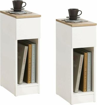 SoBuy Sobuy - Set Of 2 Bedside Table Nightstand Side Table End Table Sofa Table With Drawer,FBT111-WNx2
