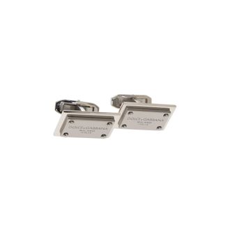 Dolce & Gabbana Cufflinks & Tie Clips, male, Gray, Size: ONE SIZE Logo-engraved cufflinks