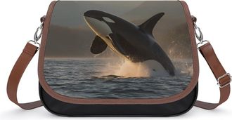 Generic Killer Whale Orca Boat Womens Crossbody Bag Fashion Shoulder Handbags Message Tote Bag with Adjustable Strap