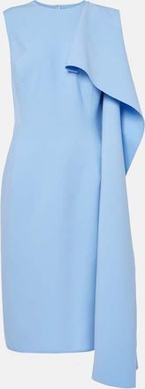 Oscar De La Renta Abito midi in misto lana con volant