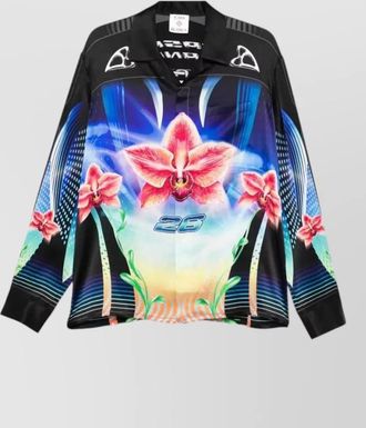 Casablanca orchid racer cuban collar long sleeve shirt