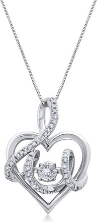 MAX + STONE 10k White Gold Diamond Heart Necklace (0.16ct, I2-I3 Clarity, J-K Color)