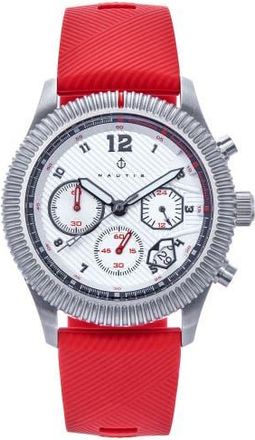 Nautis Meridian Chronograph Strap Watch w/Date in Red at Nordstrom