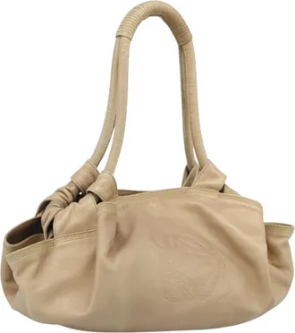 Loewe Anagram Logo Nappa Aire Hand Leather Beige Leather Handbag (Pre-Owned)