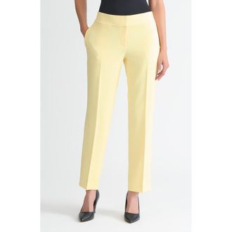 Kasper Flat Front Slim Pants in Pale Yellow at Nordstrom Rack, Size 16