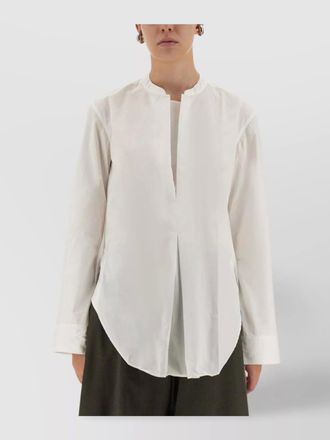 STUDIO NICHOLSON curved hem long sleeves pleated back top