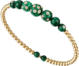 Eden Presley Bubbles Diamond & Malachite Beaded Flex Bangle Bracelet in Green at Nordstrom