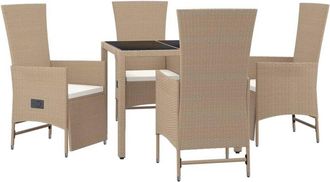 vidaXL Set Comedor De Jard&iacute;n 5 Pzas Con Cojines Rat&aacute;n Sint&eacute;tico Beige Vidaxl