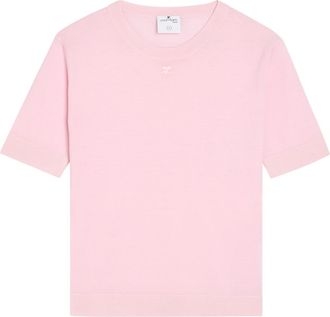 Courr&egrave;ges Merino Wool T-shirt - Light Pink - S (UK8-10 / S)