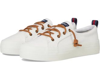 Sperry Top-Sider Mens Sperry Crest Vibe Sneakers White Canvas Platform Shoes HAWK3039