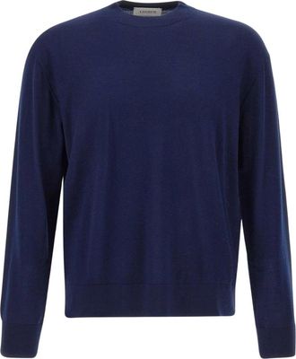 Laneus Trui met ronde hals - Heren - Ronde hals truien - Blauw - S - Wol - Truien & Vesten