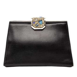 Gucci Pre-owned Gucci Leather Crystal Embellished Frame Clutch Ladies AJFBB4E0NZKRGJNM