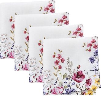 Elrene Set Of 4 Poppy Wildflower Bordered Napkins