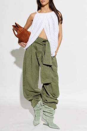 Balmain Asymmetric Top With Beaded Straps, Womens, White