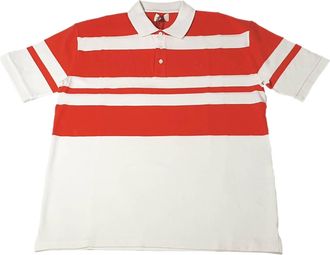 Bally Mens Striped Polo Shirt In Bone/orange