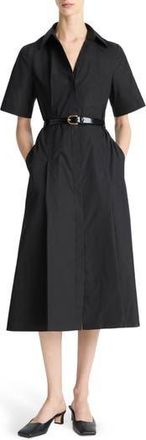 Vince Short Sleeve Cotton Shirtdress in Black at Nordstrom Rack, Size Xx-Small