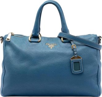 Prada Pre-owned Handbags, female, Blue, Size: ONE SIZE Pre-owned Leather Satchel Bag