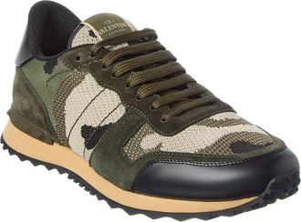Valentino Rockstud Knit & Suede Sneaker