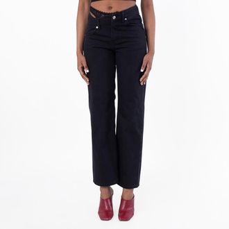 Alexander Wang Lace Detail Wide Leg Denim Jeans, Waist Size 24