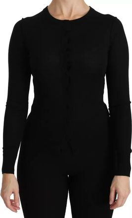 Dolce & Gabbana Black Virgin Wool Long Sleeve Womens Blouse Womens Top