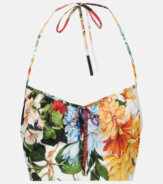 Dolce & Gabbana Floral cotton poplin crop top