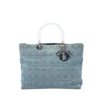 Dior Pre-owned Lady Satchel - Dames - Vintage Handtas - Blauw - ONE Size - Denim - Vintage