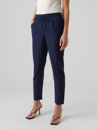 Vero Moda Schlupfhose VERO MODA VMJESMILO MW ANKLE PANTS WVN NOOS, Damen, Gr. M (38), N-Gr, blau (navy blazer), Web, Obermaterial: 55% Viskose, 45% Leinen, unif