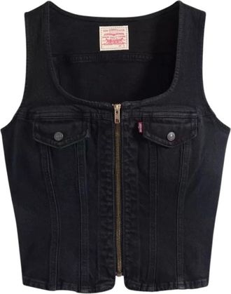 Levi's Vintage Ritssluiting Vest - Dames - Tops zonder mouwen - Zwart - XS - Katoen - Tops