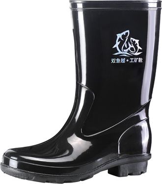 Generic Men Mid Rain Boots Rainboots Rubber Boots For Garden Man Rain Footwear Rain Shoes (Black, 7.5)