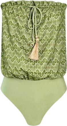 Hanne Bloch Cactus Gebreide Bandeau Badpak - Dames - Badpakken - Groen - L - Badmode