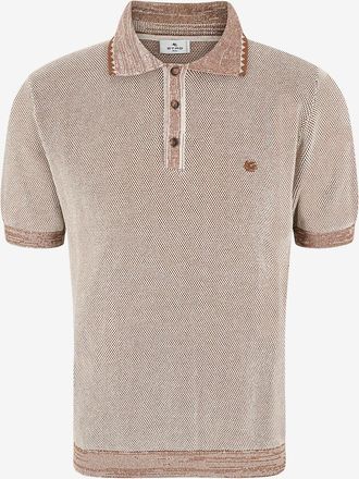 Etro Texturiertes Feinstrick-Kurzarm-Polohemd aus Baumwolle Pegaso