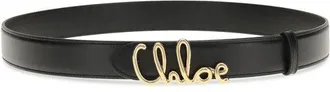 Chlo&eacute; Womens Black Calf Leather Bos Taurus Belt