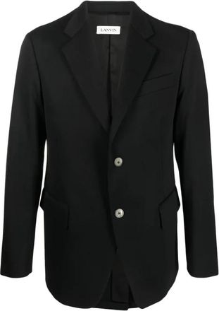 Lanvin Klassieke zwarte wollen blazer - Heren - Blazers - Zwart - M - Wol - Jassen