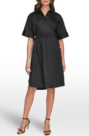 DKNY Short Sleeve Shirtdress in Black at Nordstrom, Size 10