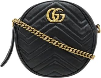 Gucci Pre-owned Cross Body Bags, female, Black, Size: ONE SIZE Pre-owned Leather Cross Body Bag