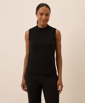 Pact Organic Cotton Airplane Mock Neck Shell in Black at Nordstrom, Size Xx-Large