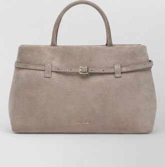 Manu Atelier suede tote bag structured handle buckle