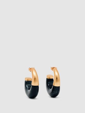Reiss Gold Tone Scoop Enamel Hoop Earrings