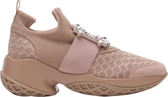Roger Vivier Schoenen, Dames, Beige, 39 EU, Su&egrave;de, Viv Run Strass Buckle Sneakers