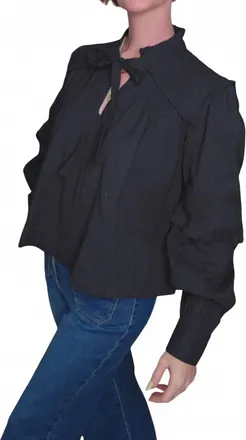 FRNCH Tie Neck Blouse In Midnight Muse